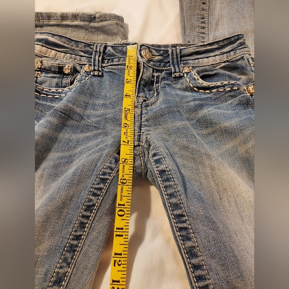 Miss Me Light Blue Boot Cut Low Rise Jeans with Intricate Embroidery 26 - Picture 5 of 7